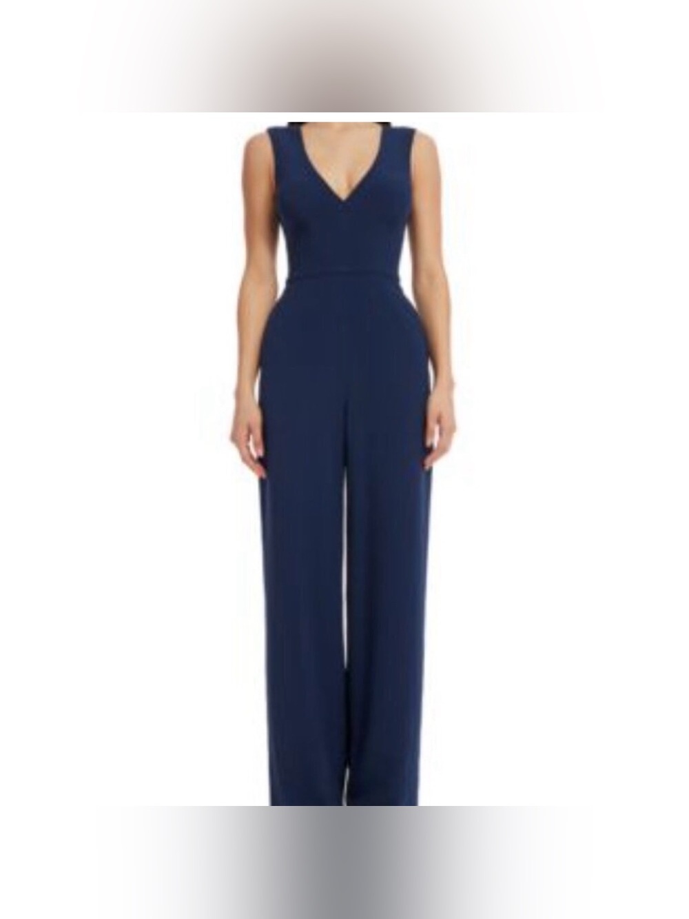 Dress the Population Navy V-Neck Wide-Leg Sleeveless Jumpsuit